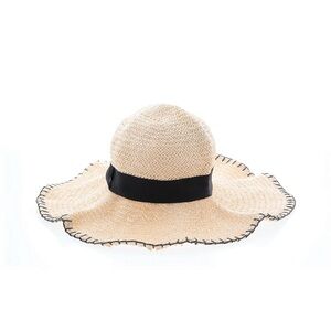 Tory Burch Natural Straw Sun Hat with Black Trim